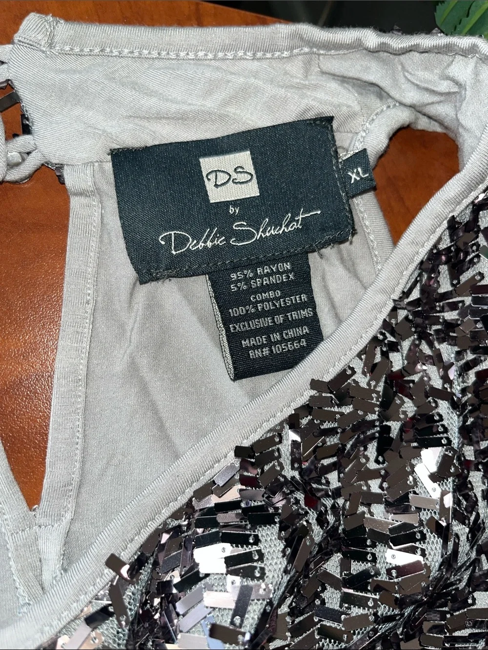 BOTH Sequin Party Tops Red & Silver Confetti Sequins Club Wear Drape Neck - Picture 14 of 15